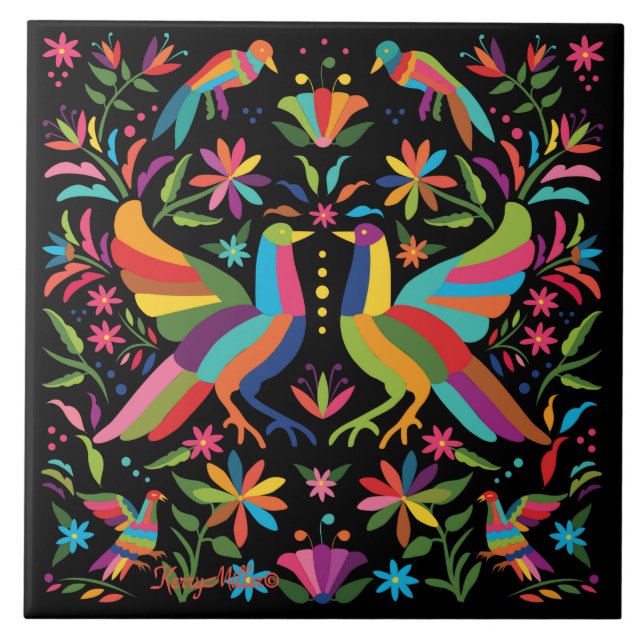 Carreau Carrelage en céramique Otomi mexicain (Devant)