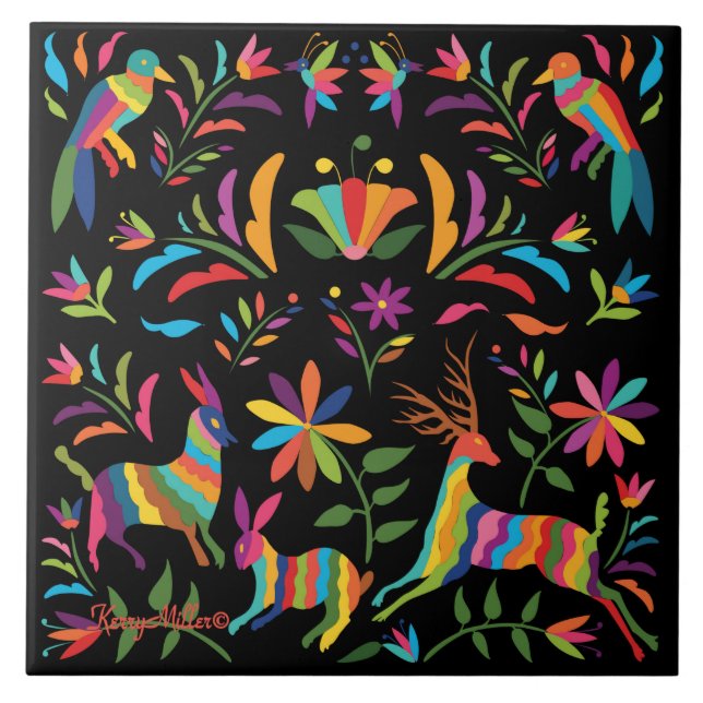 Carreau Carrelage en céramique Otomi mexicain (Devant)