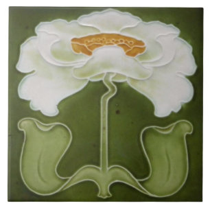 Carreau Carrelage en céramique - Peony blanc Art Nouveau