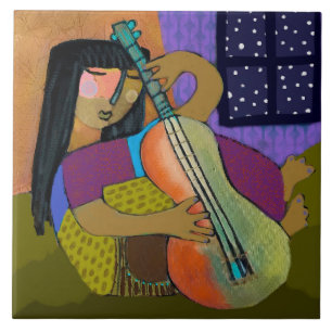 Carreau Carrelage en céramique pour fille de guitare (6" d
