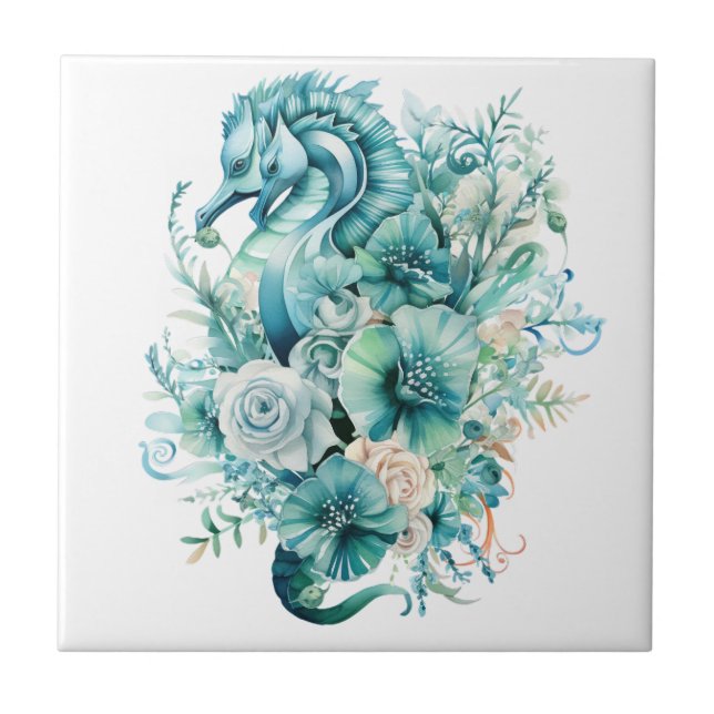 Carreau Carrelage en céramique pour hippocampe Turquoise c (Devant)