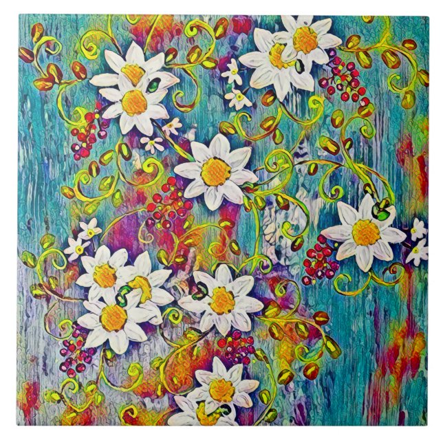 Carreau Carrelage en céramique Rainbow Daisy (Devant)
