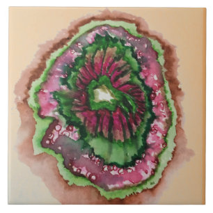 Carreau Carrelage en céramique rose et verte Abstrait