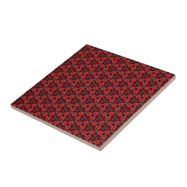 Carreau Carrelage en céramique rouge et noir (Côté)