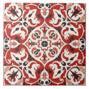 Carreau Carrelage en céramique rouge et noire méditerranée