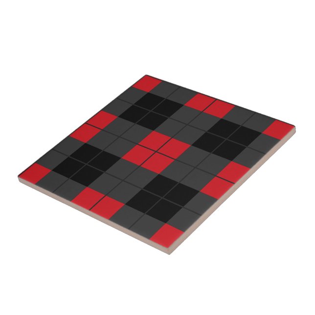 Carreau Carrelage en céramique rouge noir (Côté)
