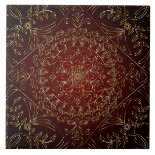 Carreau Carrelage en céramique rouge or