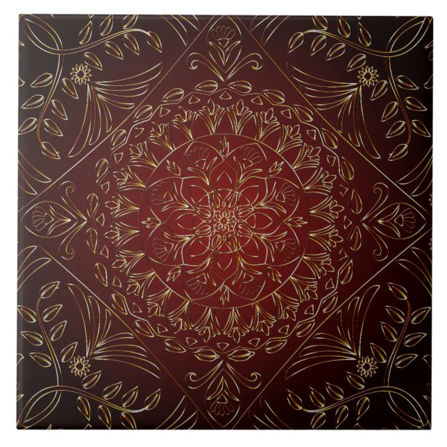 Carreau Carrelage en céramique rouge or (Devant)