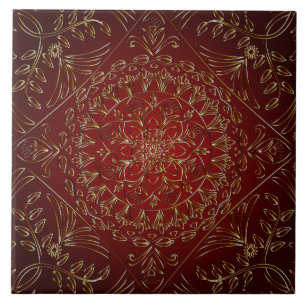 Carreau Carrelage en céramique rouge or
