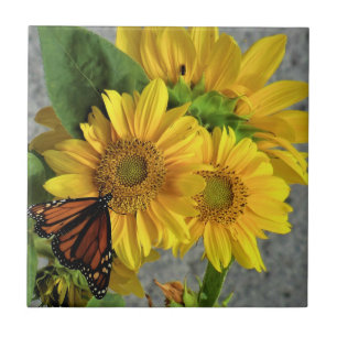 Carreau Carrelage en céramique tournesol et monarque