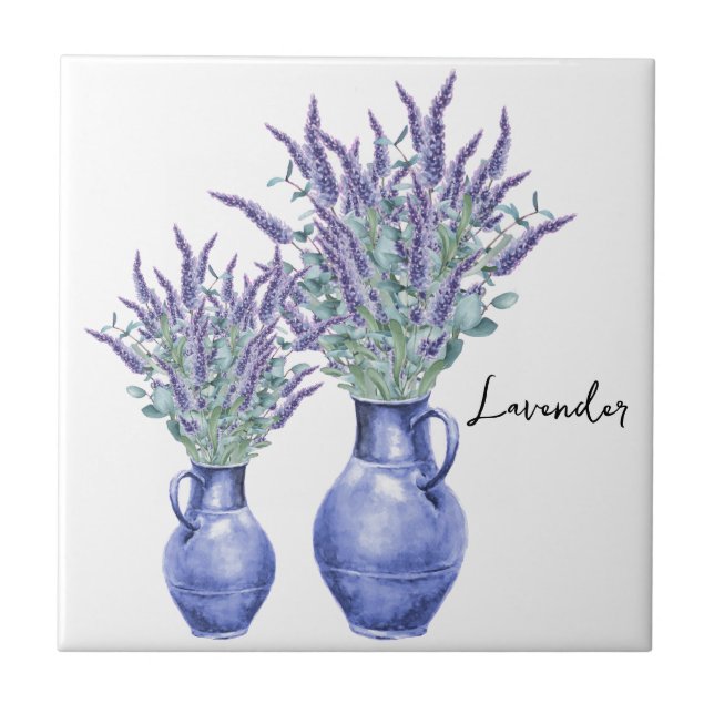 Carreau Carrelage en céramique/Trivet-Lavande florale (Devant)