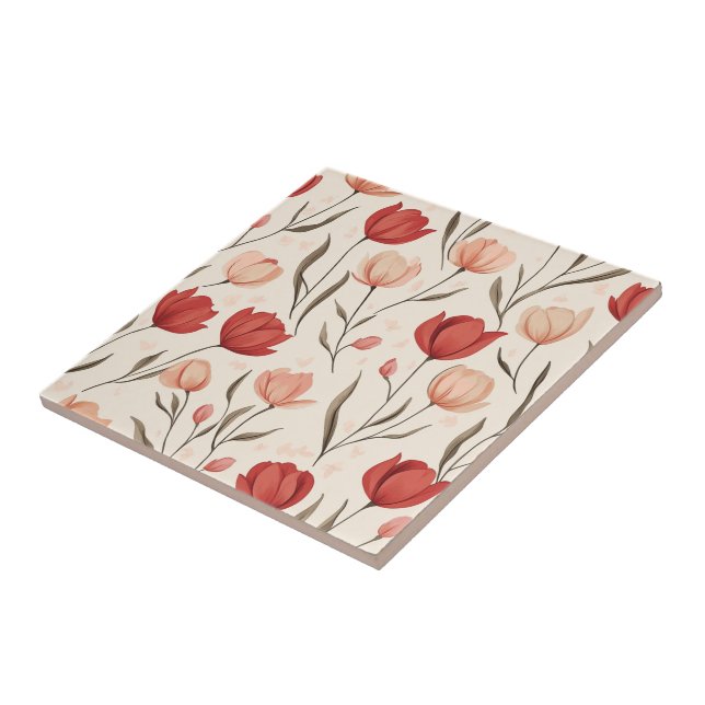 Carreau Carrelage en céramique Tulip Floral Gras pour plan (Côté)