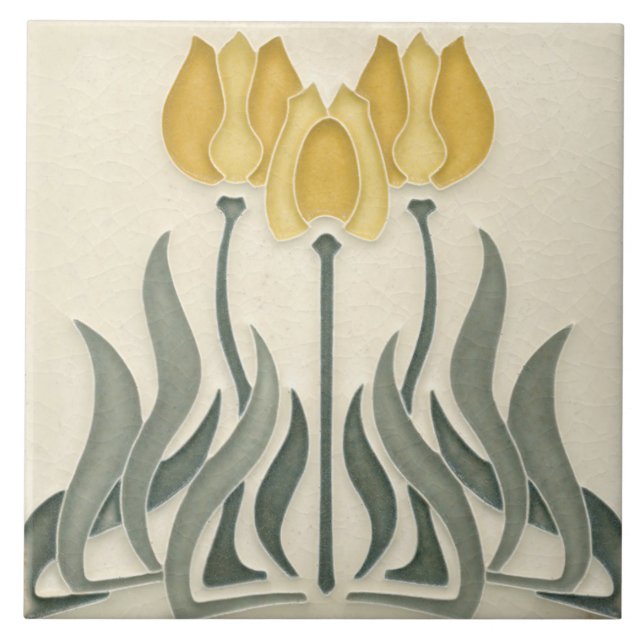 Carreau Carrelage en céramique - Tulipes Jaunes Art Nouvea (Devant)