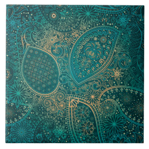 Carreau Carrelage en céramique turquoise ethnique