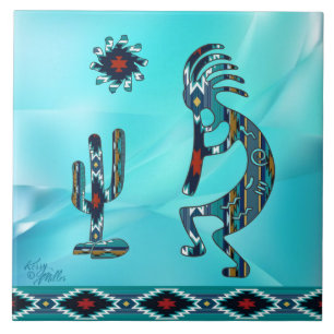 Carreau Carrelage en céramique Turquoise Kokopelli