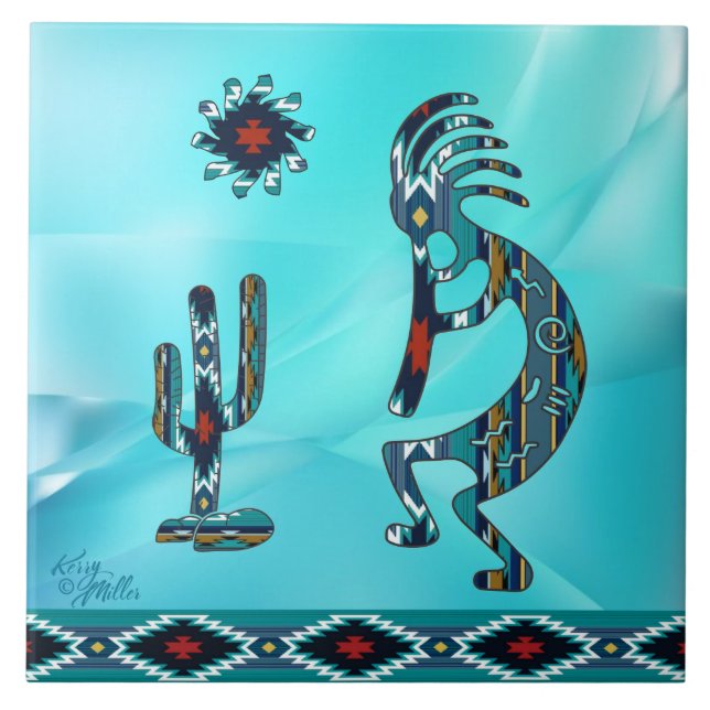 Carreau Carrelage en céramique Turquoise Kokopelli (Devant)