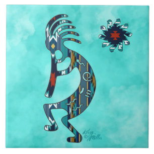 Carreau Carrelage en céramique Turquoise Kokopelli