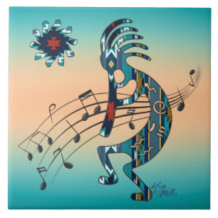Carreau Carrelage en céramique Turquoise Kokopelli