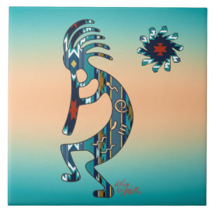 Carreau Carrelage en céramique Turquoise Kokopelli