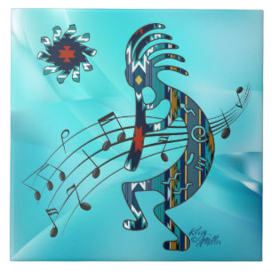Carreau Carrelage en céramique Turquoise Kokopelli