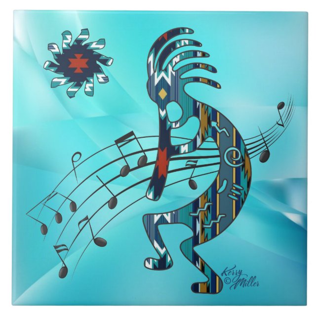 Carreau Carrelage en céramique Turquoise Kokopelli (Devant)