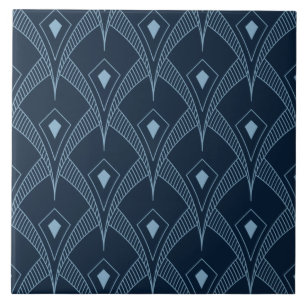 Carreau Carrelage en céramique - Ventilateur Art déco Bleu