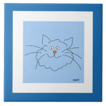 Carrelage en céramique Whimsical Blue Cat