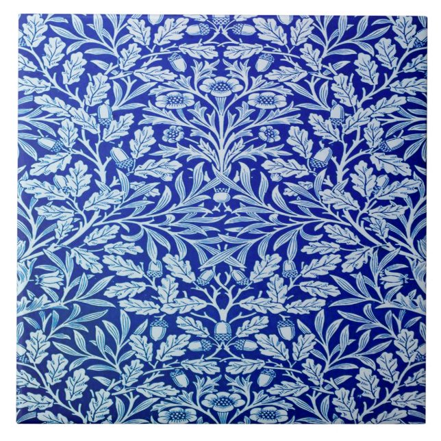 Carreau Carrelage en céramique William Morris Blue Design. (Devant)