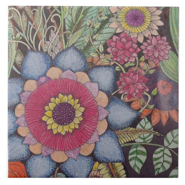 Carreau Carrelage en céramique zen floral (Devant)