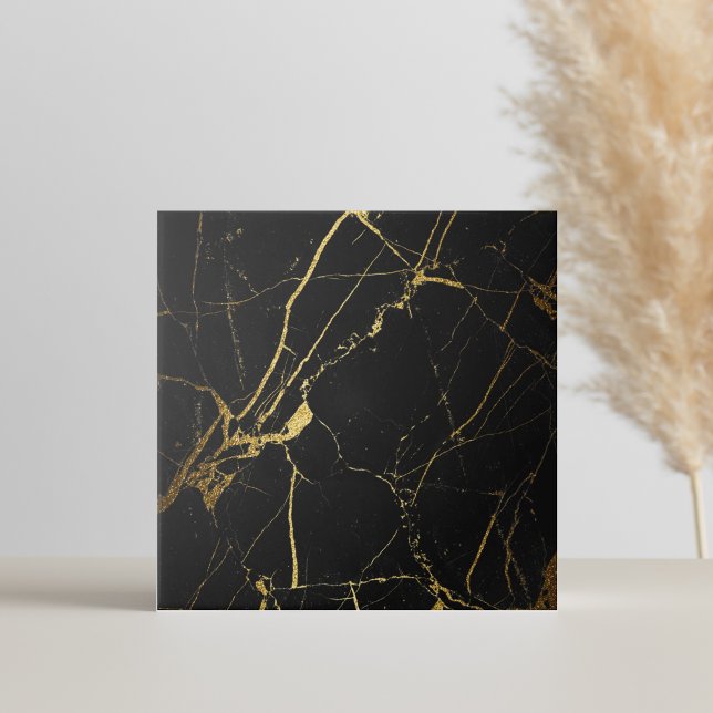 Carreau Carrelage en marbre moderne simple en or noir (black and gold marble tiles are a vintage Art Deco style with gold marbling on black)