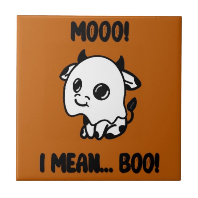 Carreau Carrelage fantôme de vache Halloween (Devant)