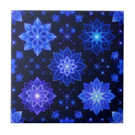 Carreau Carrelage floral bleu violet brillant