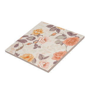 Carreau Carrelage Floral Classique Rose Pour Étages Beaux