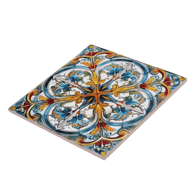 Carreau Carrelage floral coloré (Côté)