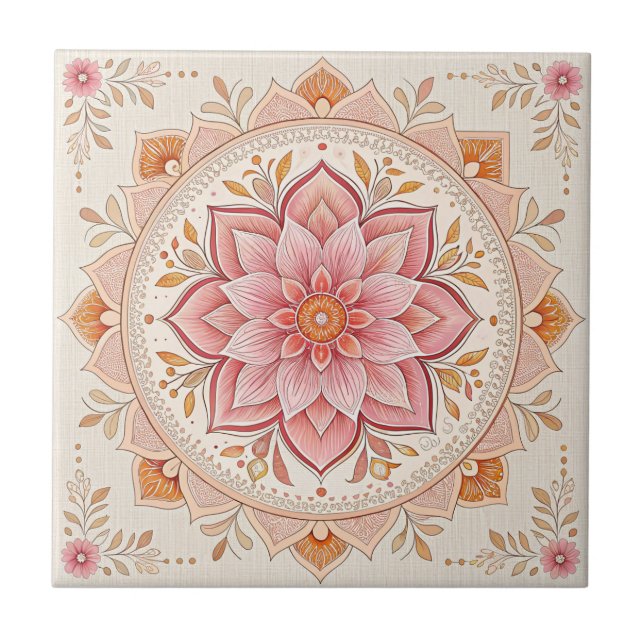 Carreau Carrelage Floral Rose 4,25" Pour Éclairer N'Import (Devant)