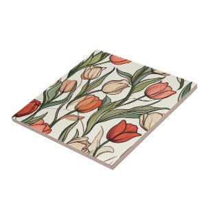 Carreau Carrelage Floral Tulip Gras Pour Parquet De Salle 