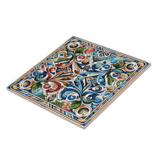 Carreau Carrelage Floral Vibrant Avec Des Motifs Raffinés
