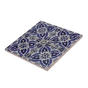 Carreau Carrelage italien rustique Azulejo bleu blanc géom