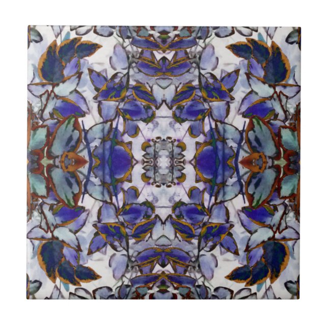 Carreau Carrelage Kaleidoscope Feuille bleu (Devant)
