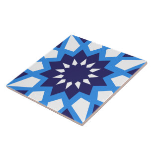 Carreau Carrelage Marocain Bleu Et Blanc Motif En Céramiqu