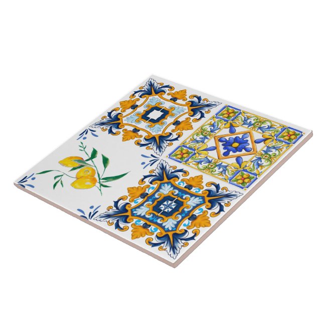 Carreau Carrelage méditerranéen, Carrelage sicilien, majol (Côté)