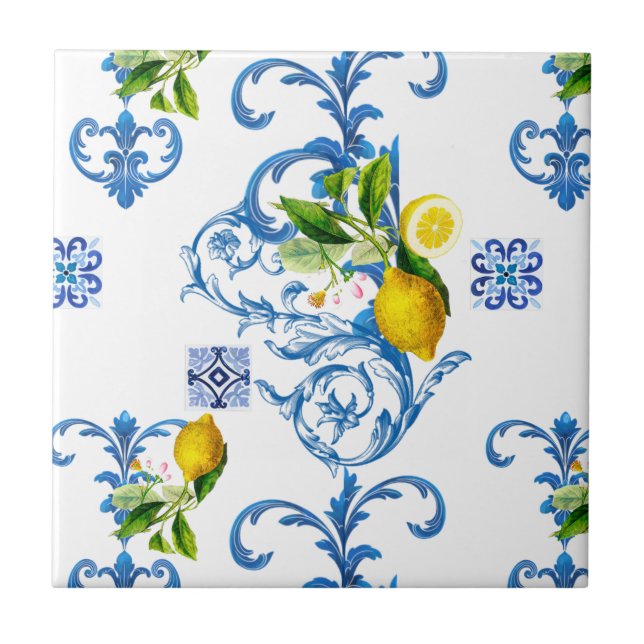 Carreau Carrelage méditerranéen, majolica, style sicilien  (Devant)