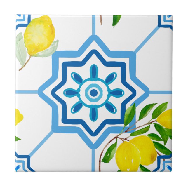Carreau Carrelage méditerranéen, majolica, style sicilien (Devant)