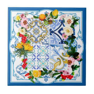 Carreau Carrelage méditerranéen, majolica, style sicilien 