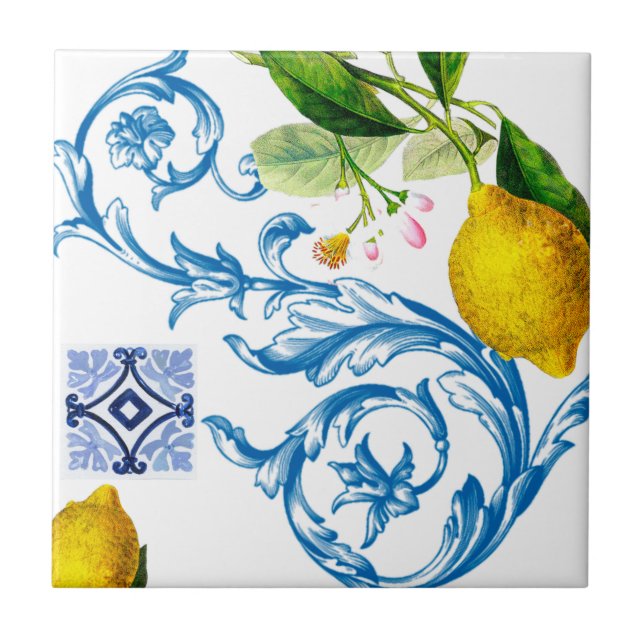 Carreau Carrelage méditerranéen, majolica, style sicilien  (Devant)