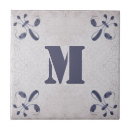 Carreau Carrelage Monogramme Repro Portugais Bleu Azulejos