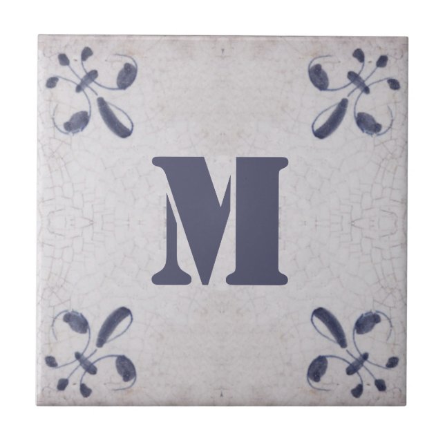 Carreau Carrelage Monogramme Repro Portugais Bleu Azulejos (Devant)