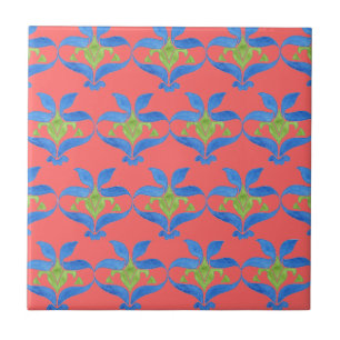 Carreau Carrelage Motif bleu, vert, rouge Art Nouveau