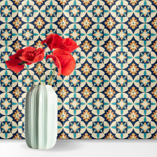 Carreau Carrelage Motif marocain bleu et jaune