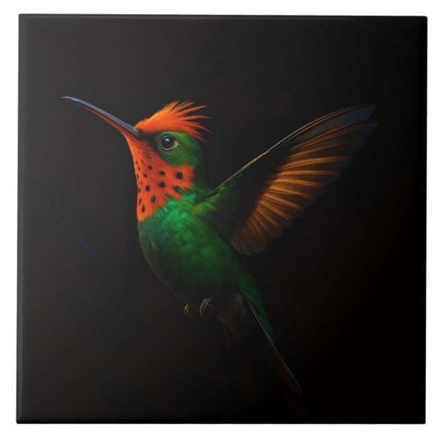Carreau Carrelage noir 4 Luxe avec coquette Tufté Colibri (Devant)
